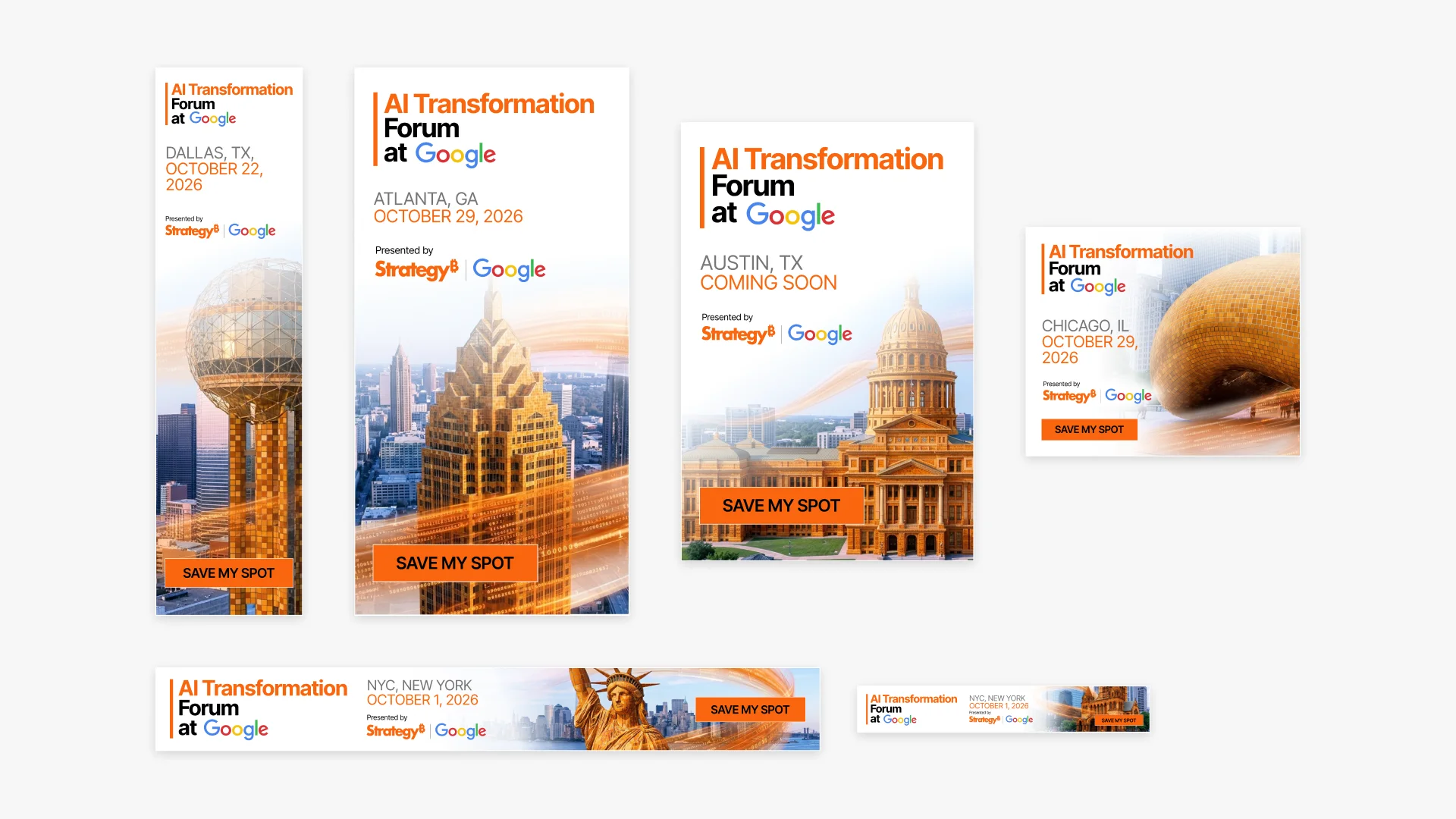 AI Transformation Forum at Google — digital ad set, Dallas, Atlanta, Austin, Chicago
