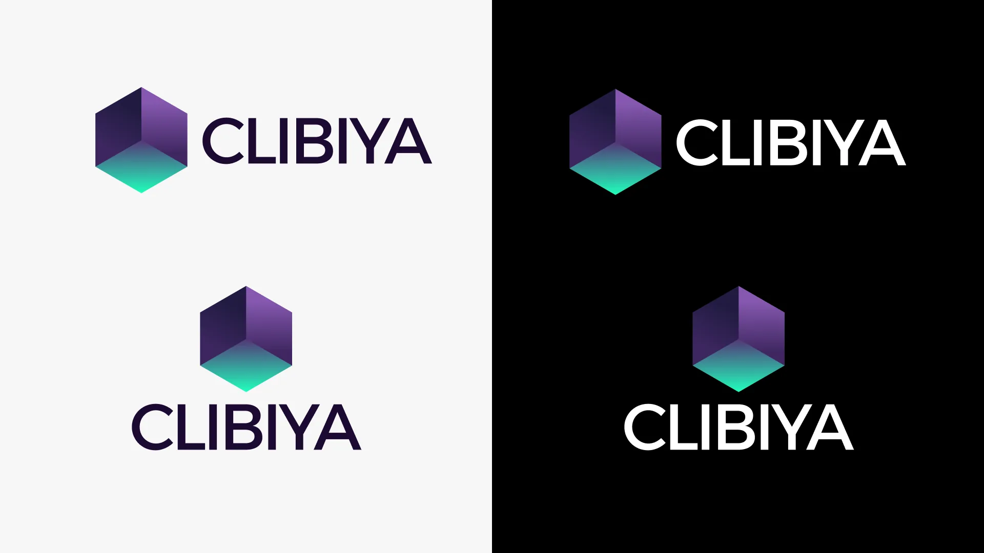 Clibiya — logo system on light and dark